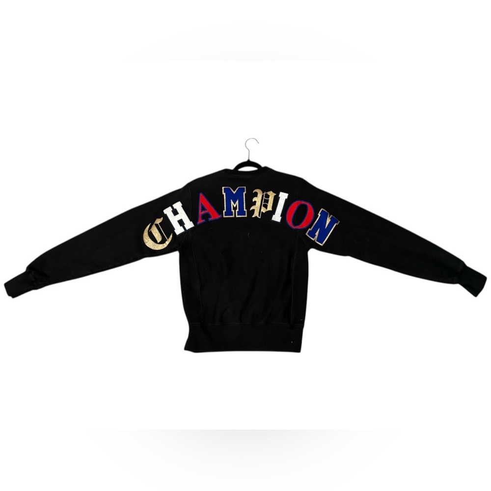 Champion Reverse Weave Crewneck Sweatshirt Unisex XS Black Spell Out Logo